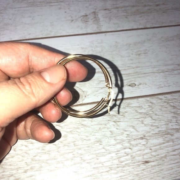 NEW Yellow Gold Plated 1.5'' Round Hoop Earrings - Picture 1 of 5